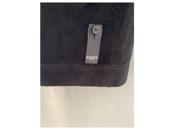 Fendi T-Shirt mit Samteffekt Schwarz mit Monogramm - Ansicht 6