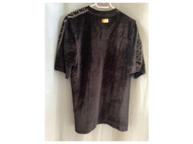 Fendi T-Shirt mit Samteffekt Schwarz mit Monogramm - Ansicht 8