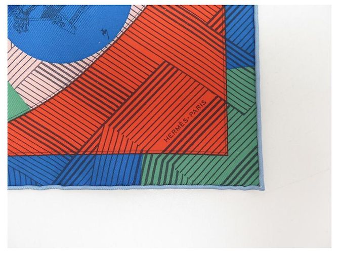 Hermès NUOVA SCIARPA HERMES SCIARPA HERMES JEU DES OMNIBUS ET DAMES BLANCHES GAVROCHE Blu - vista 5