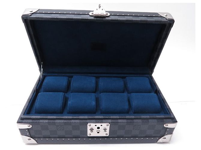 Neue Box 8 LOUIS VUITTON N UHREN48226 UHRENBOX AUS CHECKER-GRAPHIT Anthrazitgrau - Ansicht 7