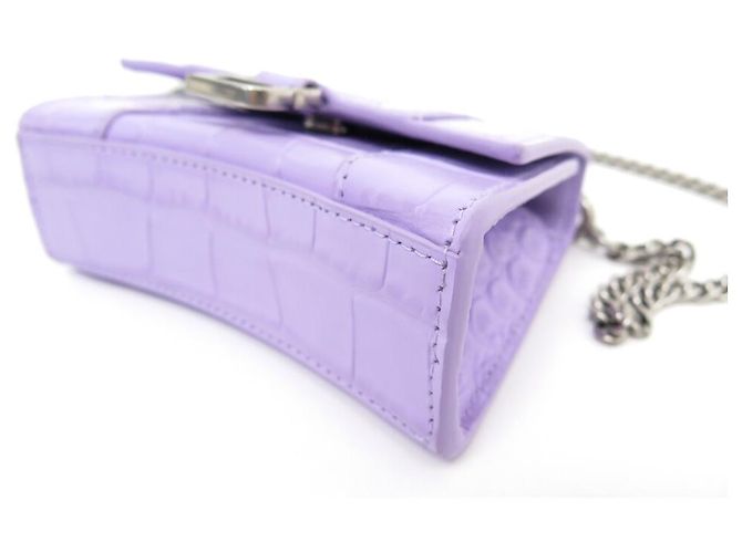 NEUE BALENCIAGA HANDTASCHE 664676 HOURGLASS NANO CROCO TASCHE Lavendel - Ansicht 3