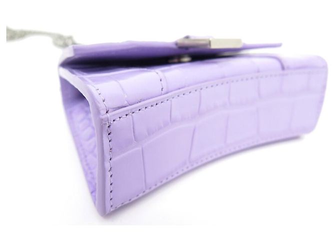NEUE BALENCIAGA HANDTASCHE 664676 HOURGLASS NANO CROCO TASCHE Lavendel - Ansicht 4