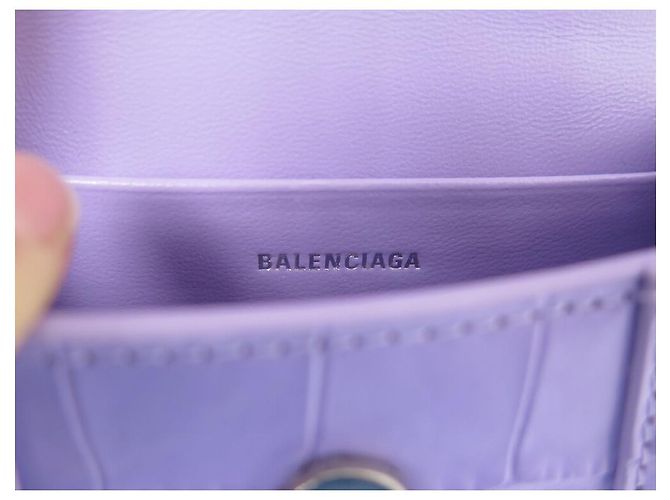 NEUE BALENCIAGA HANDTASCHE 664676 HOURGLASS NANO CROCO TASCHE Lavendel - Ansicht 6