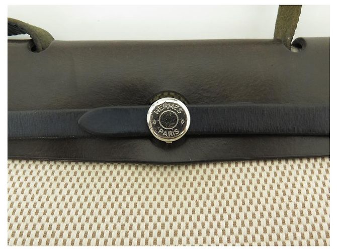 Herbag Hermès BORSA A MANO HERMES 30 BORSA A MANO IN TELA E PELLE BEIGE A TRACOLLA - vista 6