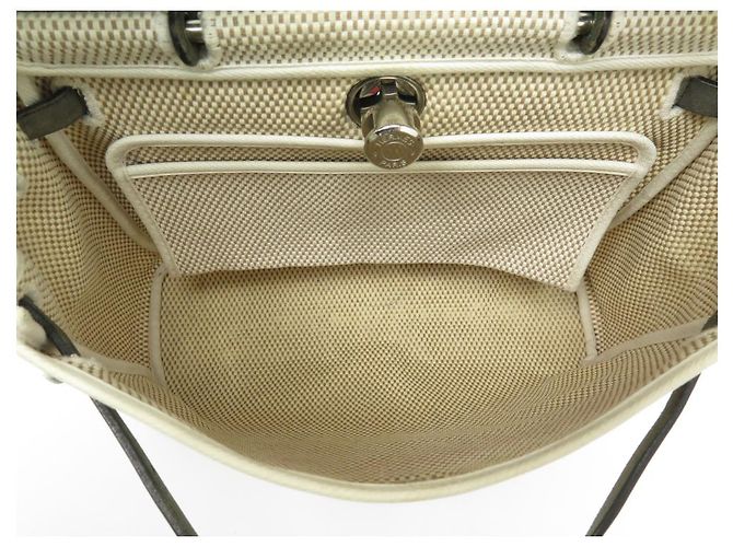 Herbag Hermès BORSA A MANO HERMES 30 BORSA A MANO IN TELA E PELLE BEIGE A TRACOLLA - vista 8