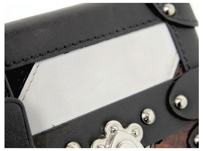 Petite Malle LOUIS VUITTON HANDTASCHE PETITE TRUNK PYTHON SPECIAL EDITION LEDER-CANVAS-TASCHE Braun - Ansicht 12