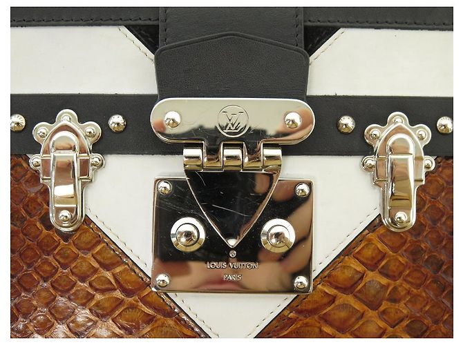 Petite Malle LOUIS VUITTON HANDTASCHE PETITE TRUNK PYTHON SPECIAL EDITION LEDER-CANVAS-TASCHE Braun - Ansicht 16