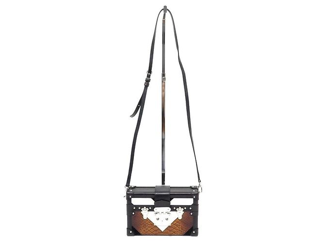 Petite Malle LOUIS VUITTON HANDTASCHE PETITE TRUNK PYTHON SPECIAL EDITION LEDER-CANVAS-TASCHE Braun - Ansicht 2