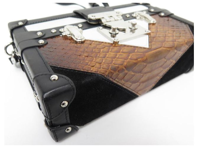 Petite Malle LOUIS VUITTON HANDTASCHE PETITE TRUNK PYTHON SPECIAL EDITION LEDER-CANVAS-TASCHE Braun - Ansicht 3