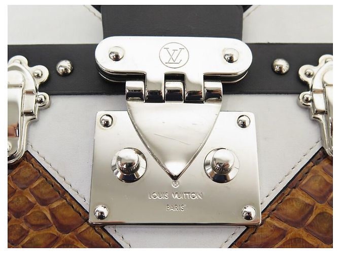 Petite Malle LOUIS VUITTON HANDTASCHE PETITE TRUNK PYTHON SPECIAL EDITION LEDER-CANVAS-TASCHE Braun - Ansicht 5