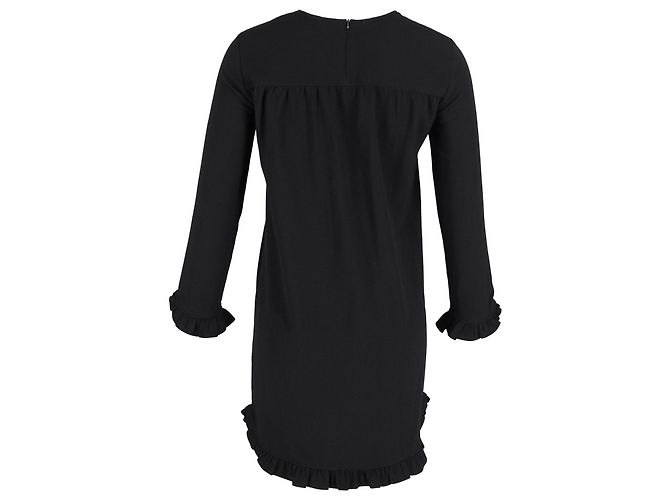 Ganni Kleid mit Rüschensaum aus schwarzem Polyester - Ansicht 3