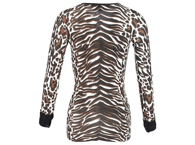 Stella Mc Cartney Stella McCartney Top ajustado de manga larga en algodón con estampado animal Impresión de pitón - vista 3
