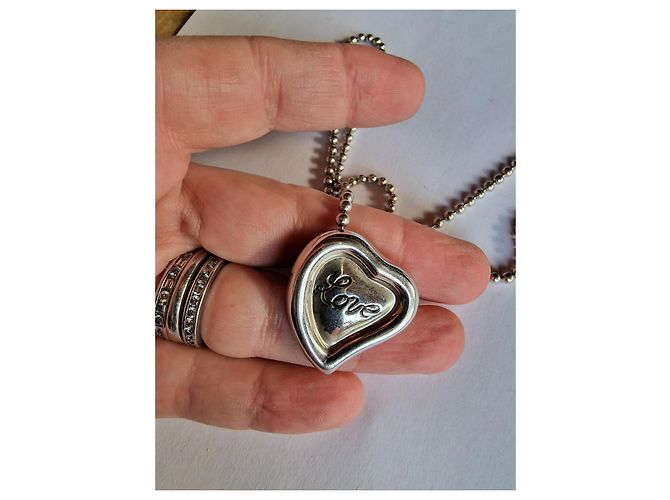Yves Saint Laurent Collana in argento vintage Love - vista 2