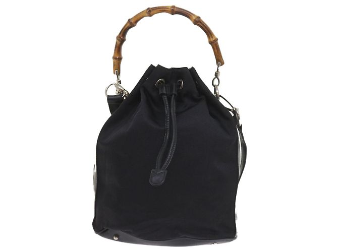 Bamboo Borsa a tracolla in bambù GUCCI Nylon 2modo Black Auth bs9976 Nero - vista 13