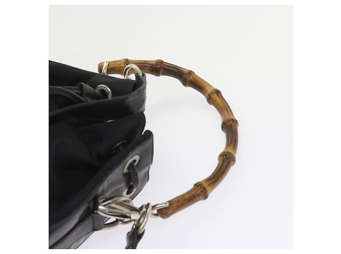 Bamboo Borsa a tracolla in bambù GUCCI Nylon 2modo Black Auth bs9976 Nero - vista 14