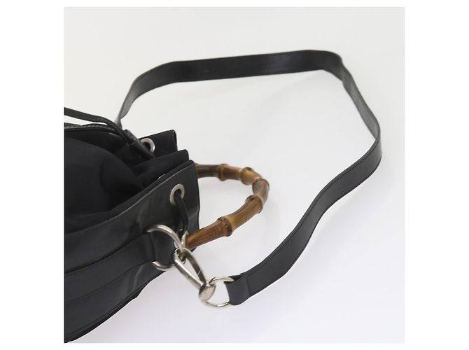 Bamboo Borsa a tracolla in bambù GUCCI Nylon 2modo Black Auth bs9976 Nero - vista 15