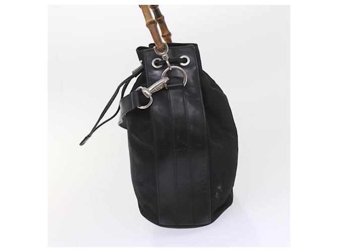 Bamboo Borsa a tracolla in bambù GUCCI Nylon 2modo Black Auth bs9976 Nero - vista 3