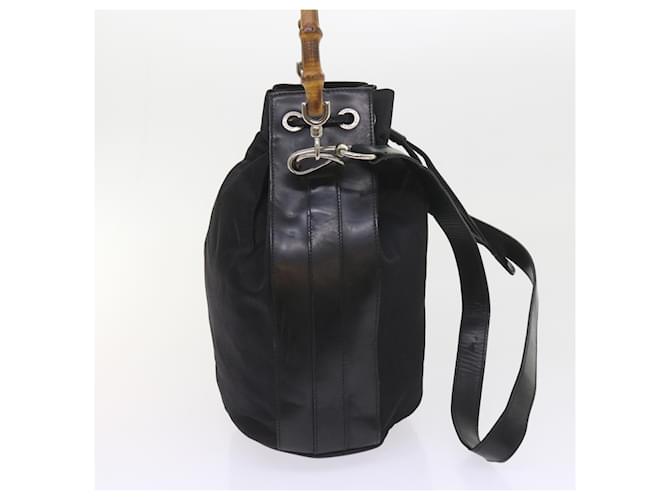 Bamboo Borsa a tracolla in bambù GUCCI Nylon 2modo Black Auth bs9976 Nero - vista 4