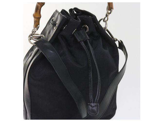 Bamboo Borsa a tracolla in bambù GUCCI Nylon 2modo Black Auth bs9976 Nero - vista 7