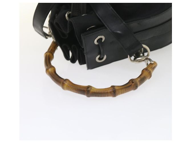 Bamboo Borsa a tracolla in bambù GUCCI Nylon 2modo Black Auth bs9976 Nero - vista 8