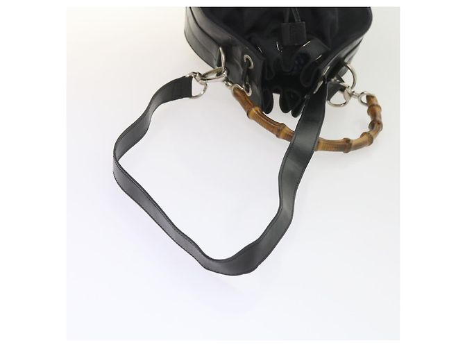 Bamboo Borsa a tracolla in bambù GUCCI Nylon 2modo Black Auth bs9976 Nero - vista 9