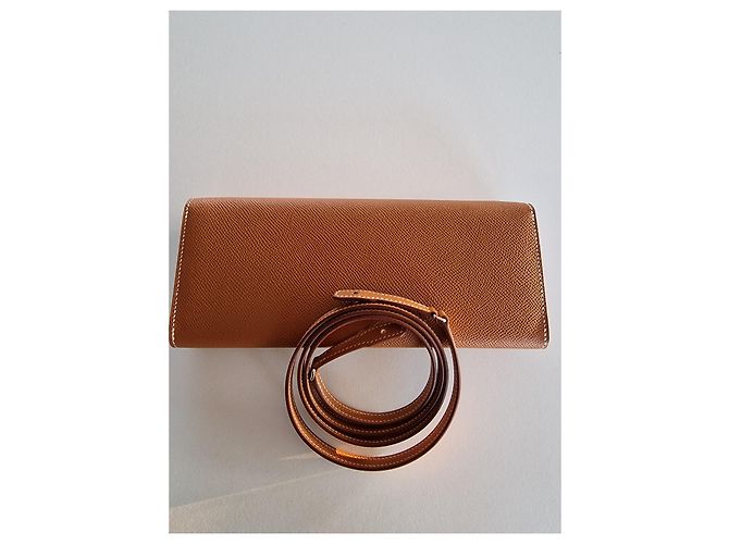 Hermès Portafoglio Borsa LINK ANCHOR CHAIN TO GO Cammello - vista 6
