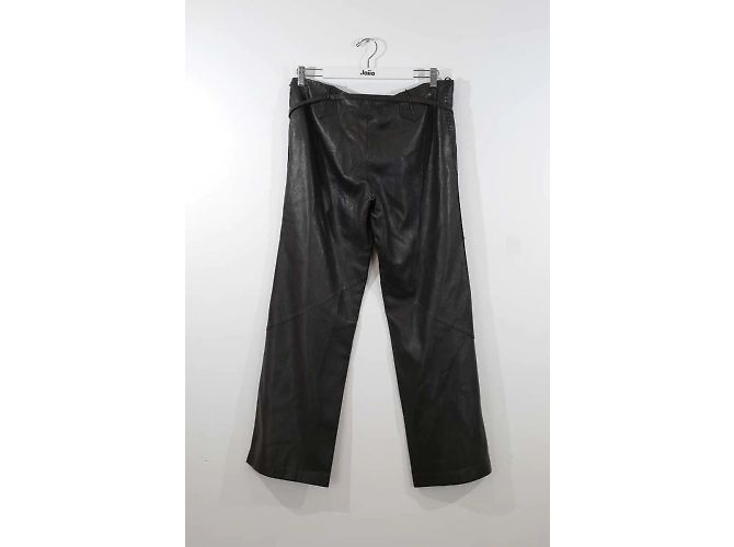 Hermès pantalones anchos de cuero Negro - vista 3