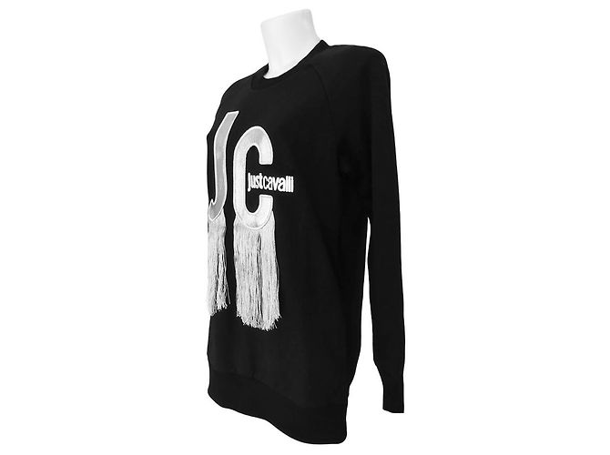 Just Cavalli FELPA CON FRANGE ARGENTO Nero - vista 2