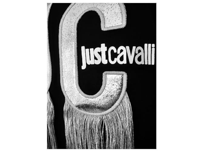Just Cavalli FELPA CON FRANGE ARGENTO Nero - vista 3