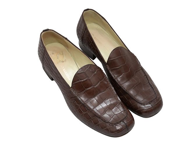 Mocassini Luciano Barbera Coccodrillo Marrone Taglia 37 - vista 2