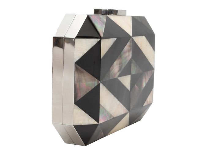 Rafe New York Black & White Rafe Shell Geometric Hard Clutch - view 2