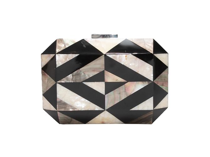 Rafe New York Black & White Rafe Shell Geometric Hard Clutch - view 3