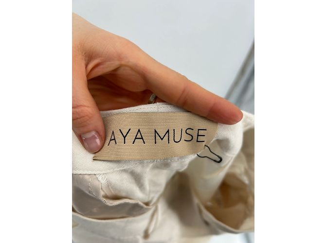 Autre Marque Pantalones AYA MUSE T.International S Lino Beige - vista 3