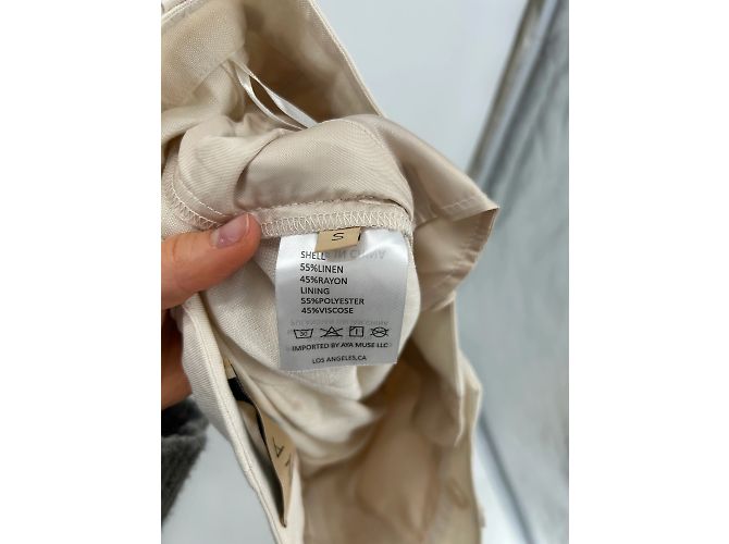 Autre Marque Pantalones AYA MUSE T.International S Lino Beige - vista 4