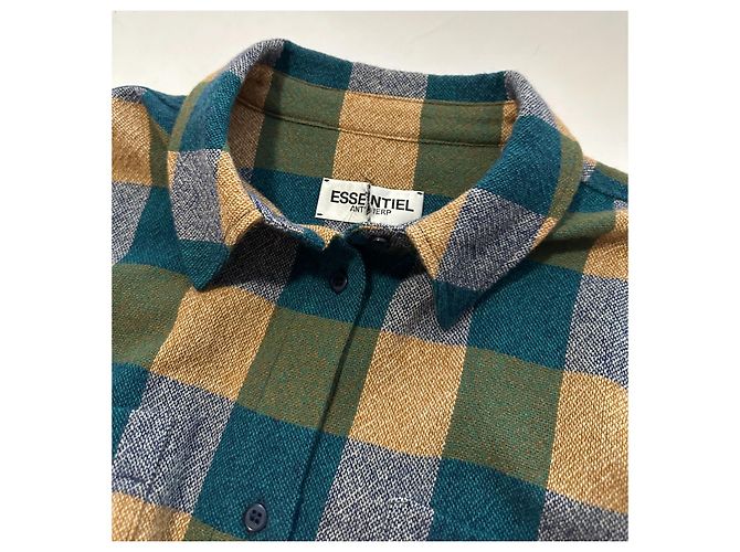 Essentiel Antwerp Hemd aus Wolle mit Gingham-Muster Mehrfarben - Ansicht 4