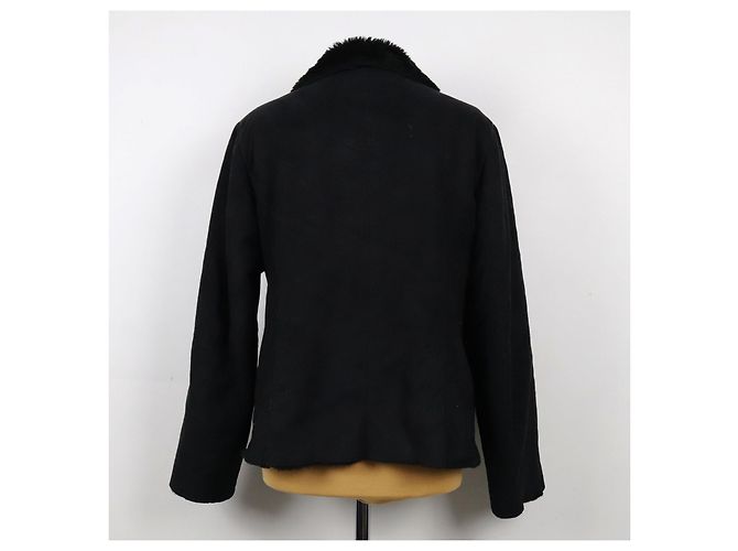 Armani Jeans Jacke aus Kunstschafsfell Schwarz - Ansicht 2