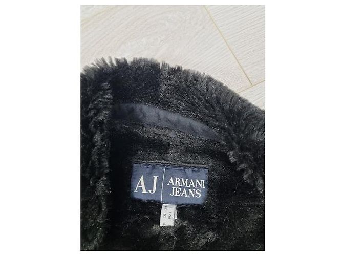 Armani Jeans Jacke aus Kunstschafsfell Schwarz - Ansicht 5