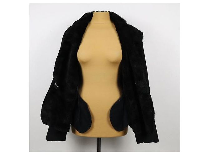 Armani Jeans Jacke aus Kunstschafsfell Schwarz - Ansicht 6