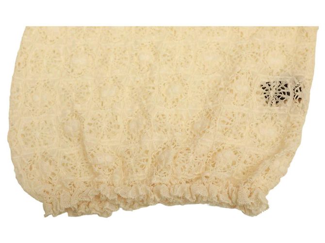 Isabel Marant Vanille Creme elastische Spitze schiere taillierte Bluse Top-Größe 2 Roh - Ansicht 7