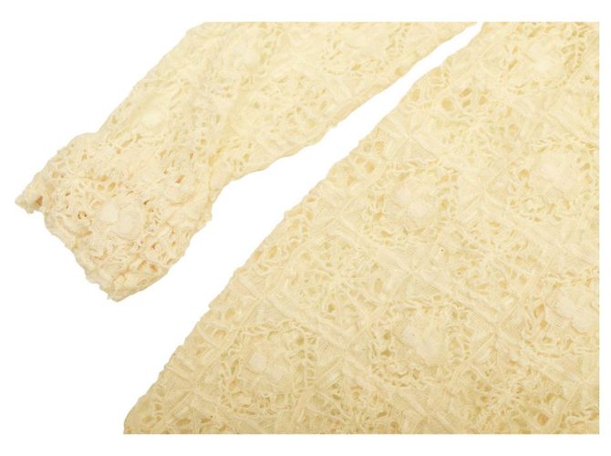 Isabel Marant Vanille Creme elastische Spitze schiere taillierte Bluse Top-Größe 2 Roh - Ansicht 8