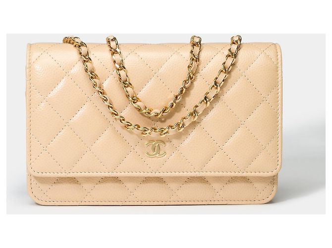 Sac CHANEL Wallet on Chain en Cuir Beige - 101576 - vue 2