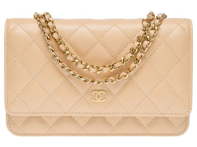 Sac CHANEL Wallet on Chain en Cuir Beige - 101576 - vue 3
