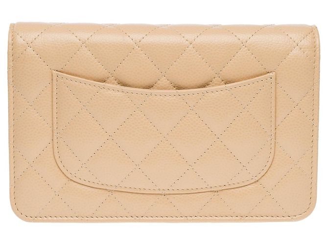 Sac CHANEL Wallet on Chain en Cuir Beige - 101576 - vue 4