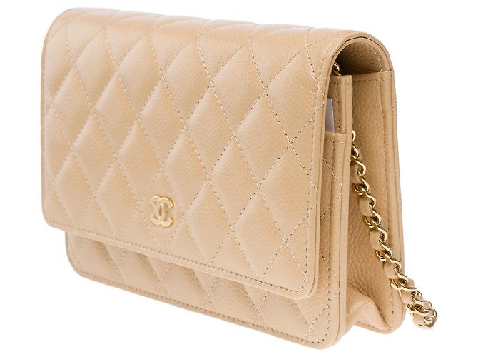 Sac CHANEL Wallet on Chain en Cuir Beige - 101576 - vue 5