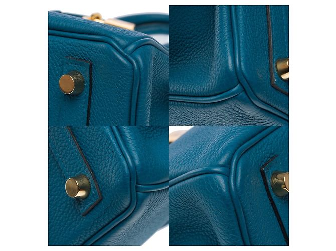Hermès Borsa HERMES BIRKIN 25 in Pelle Blu - 101570 - vista 13