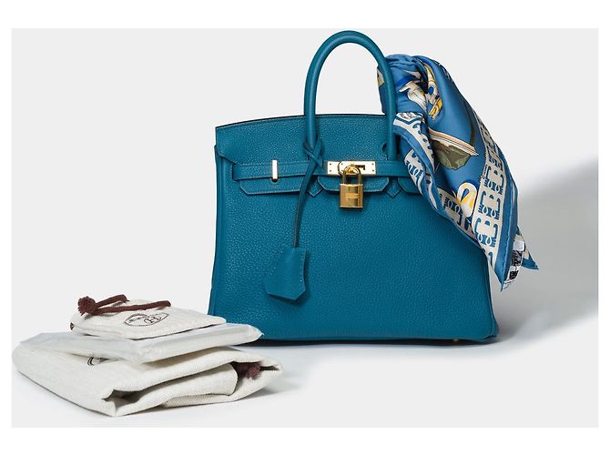 Hermès Borsa HERMES BIRKIN 25 in Pelle Blu - 101570 - vista 2