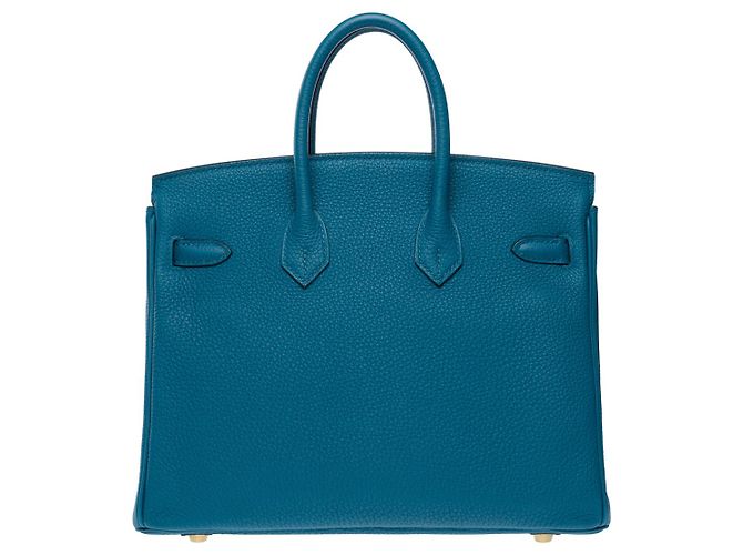 Hermès Borsa HERMES BIRKIN 25 in Pelle Blu - 101570 - vista 5