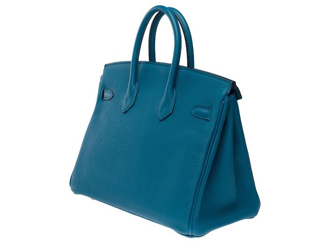 Hermès Borsa HERMES BIRKIN 25 in Pelle Blu - 101570 - vista 7