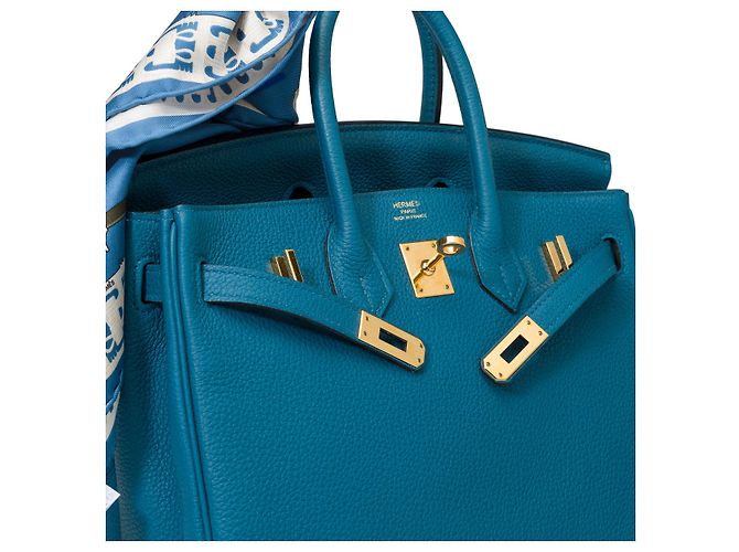 Hermès Borsa HERMES BIRKIN 25 in Pelle Blu - 101570 - vista 8