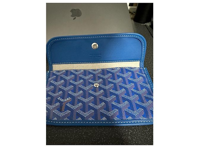 Pochette Goyard in pelle blu - vista 2